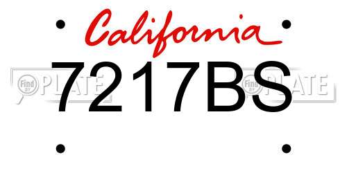 7217BS California License Plate