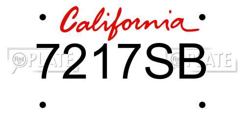 7217SB California License Plate