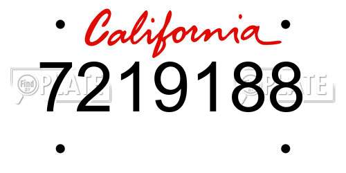 7219188 California License Plate