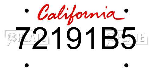 72191B5 California License Plate
