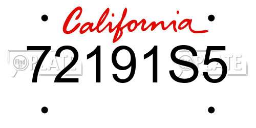 72191S5 California License Plate