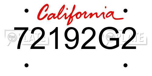 72192G2 California License Plate