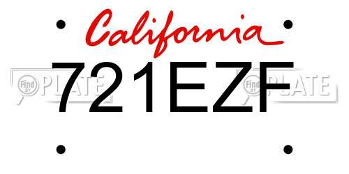 721EZF California License Plate