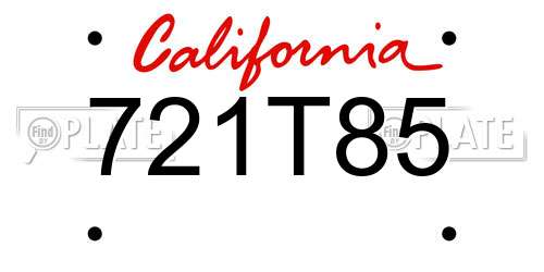 721T85 California License Plate