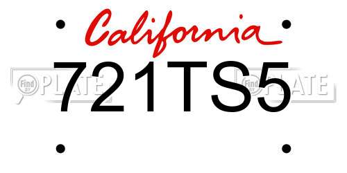 721TS5 California License Plate