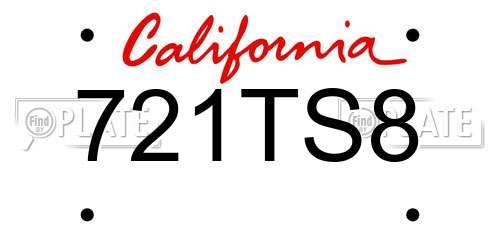 721TS8 California License Plate