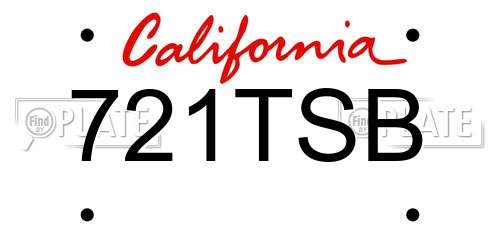 721TSB California License Plate