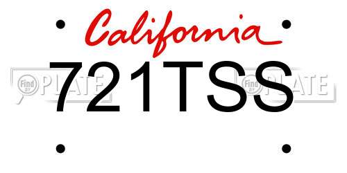 721TSS California License Plate