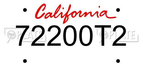 72200T2 California License Plate