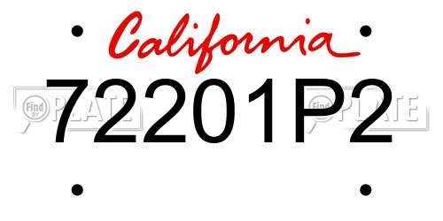 72201P2 California License Plate