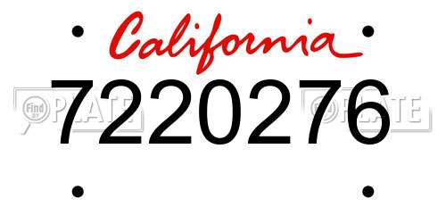 7220276 California License Plate