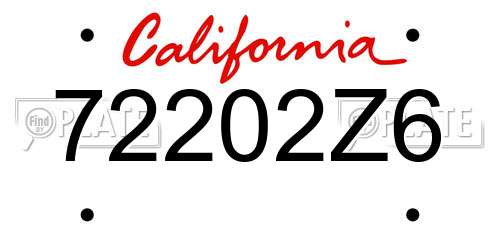 72202Z6 California License Plate