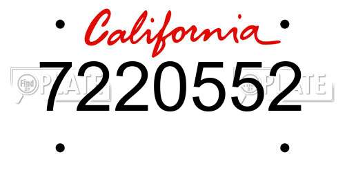 7220552 California License Plate