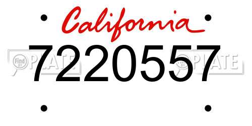 7220557 California License Plate
