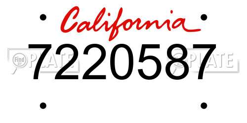 7220587 California License Plate