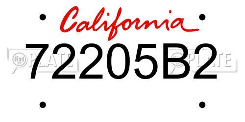 72205B2 California License Plate