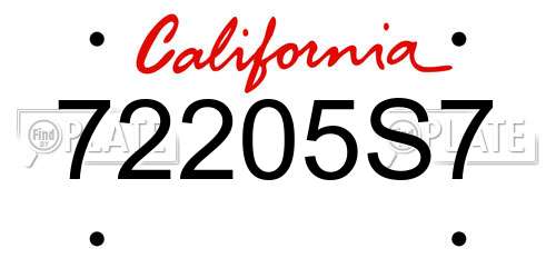 72205S7 California License Plate