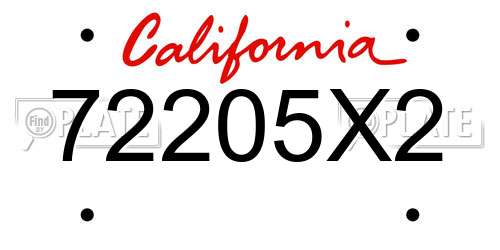 72205X2 California License Plate