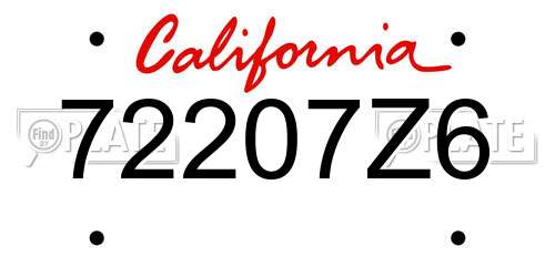 72207Z6 California License Plate