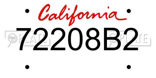 72208B2 California License Plate
