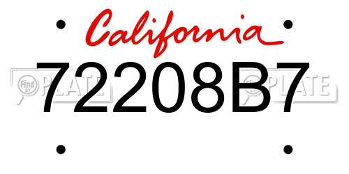 72208B7 California License Plate