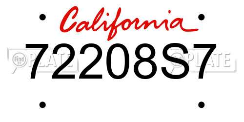 72208S7 California License Plate