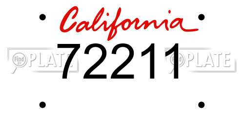 72211 California License Plate