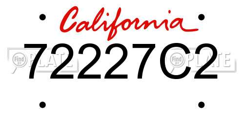 72227C2 California License Plate