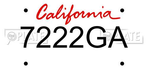 7222GA California License Plate