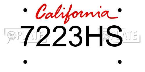 7223HS California License Plate