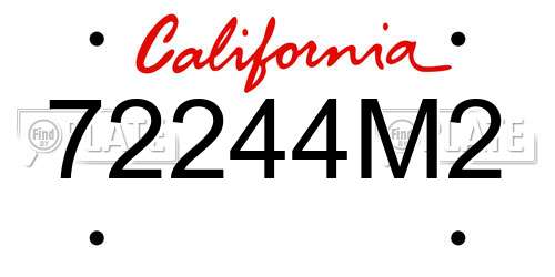 72244M2 California License Plate