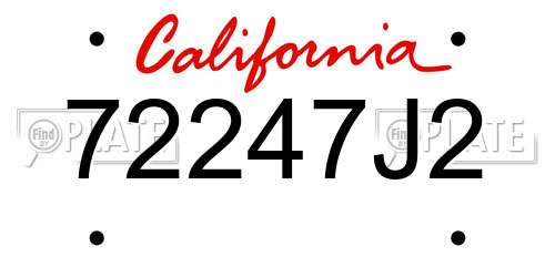 72247J2 California License Plate