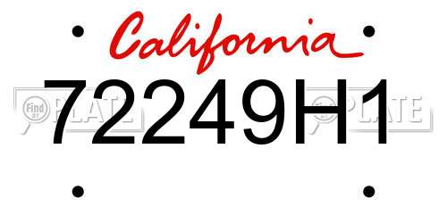 72249H1 California License Plate