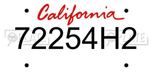 72254H2 California License Plate