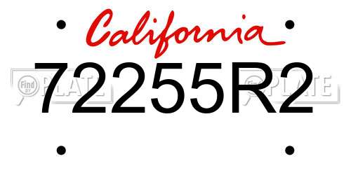72255R2 California License Plate