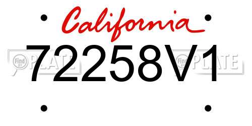 72258V1 California License Plate