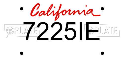 7225IE California License Plate