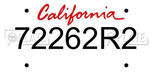 72262R2 California License Plate