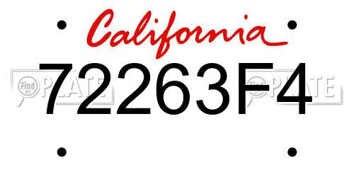 72263F4 California License Plate