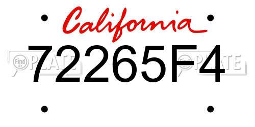 72265F4 California License Plate