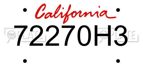 72270H3 California License Plate