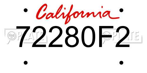 72280F2 California License Plate