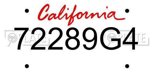 72289G4 California License Plate