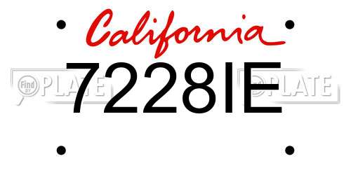 7228IE California License Plate