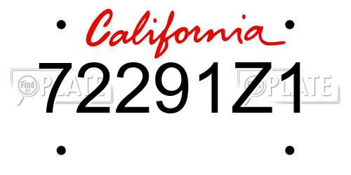 72291Z1 California License Plate