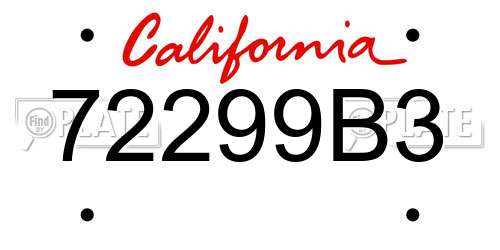 72299B3 California License Plate