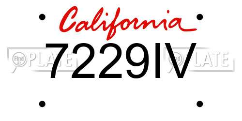 7229IV California License Plate