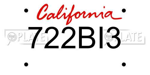 722BI3 California License Plate