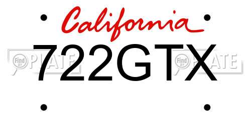 722GTX California License Plate