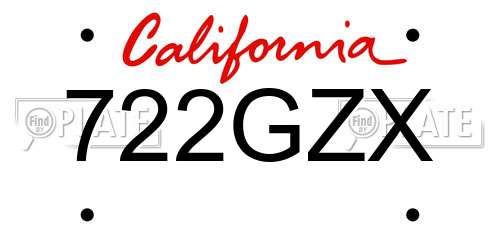 722GZX California License Plate
